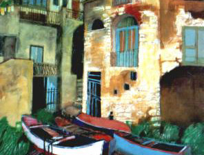 "Barche a riva" tecnica mista (60 x 80 cm)