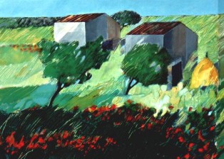 "Case coloniche" tecnica mista (70 x 90 cm)