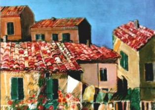 "Tetti" tecnica mista (40 x 40 cm)