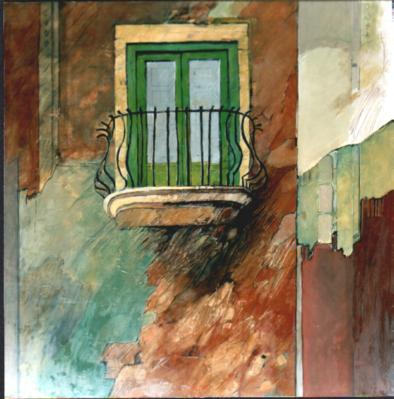"Finestra" tecnica mista (80 x 80 cm)