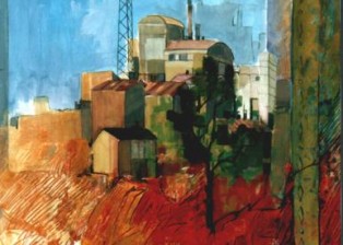 "Industria" tecnica mista (80 x 80 cm)