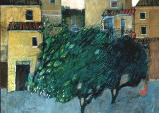 "Piazza" tecnica mista (60 x 60 cm)
