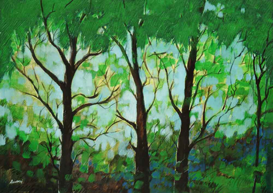 "Verde" tecnica mista (50 x 70 cm)