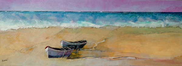 "Mare d'inverno" tecnica mista (30 x 83 cm)